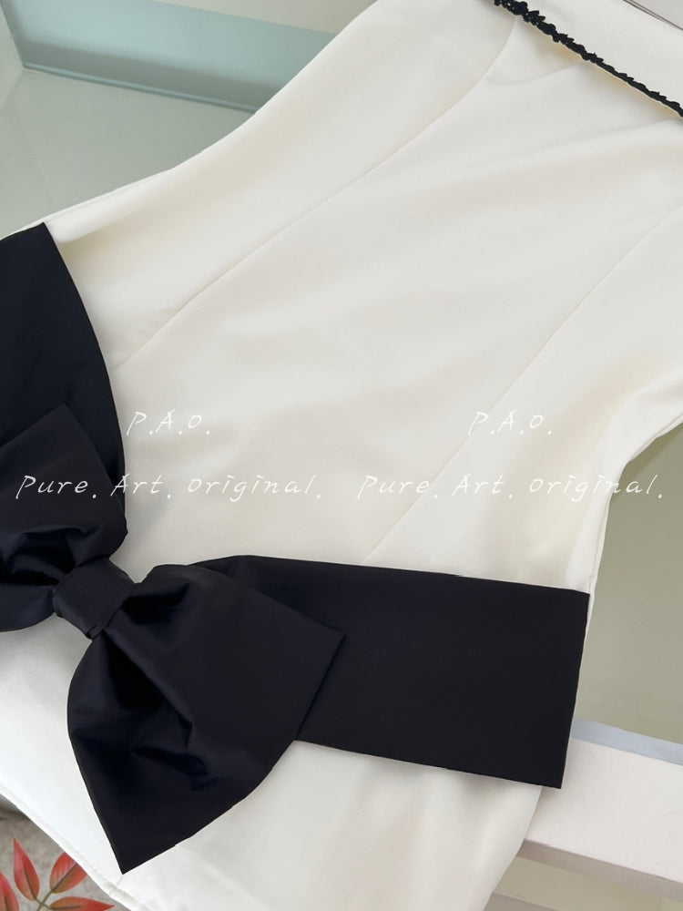 Off-Shoulder Bow Bodycon Mini Dress