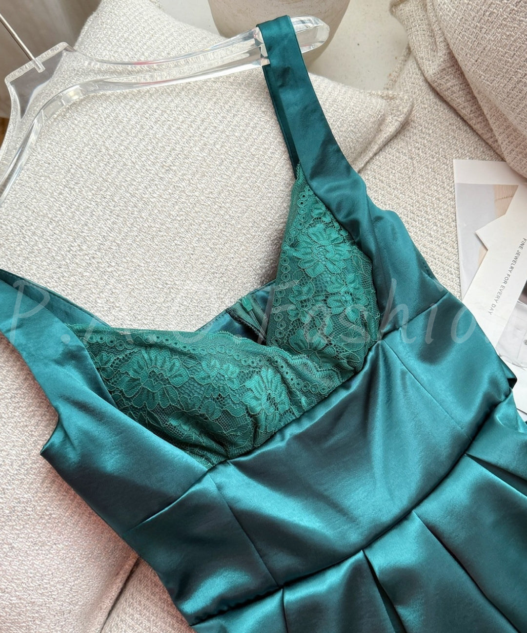 Satin Lace-Panel Bow-Waist A-Line Mini Dress[Available Now]