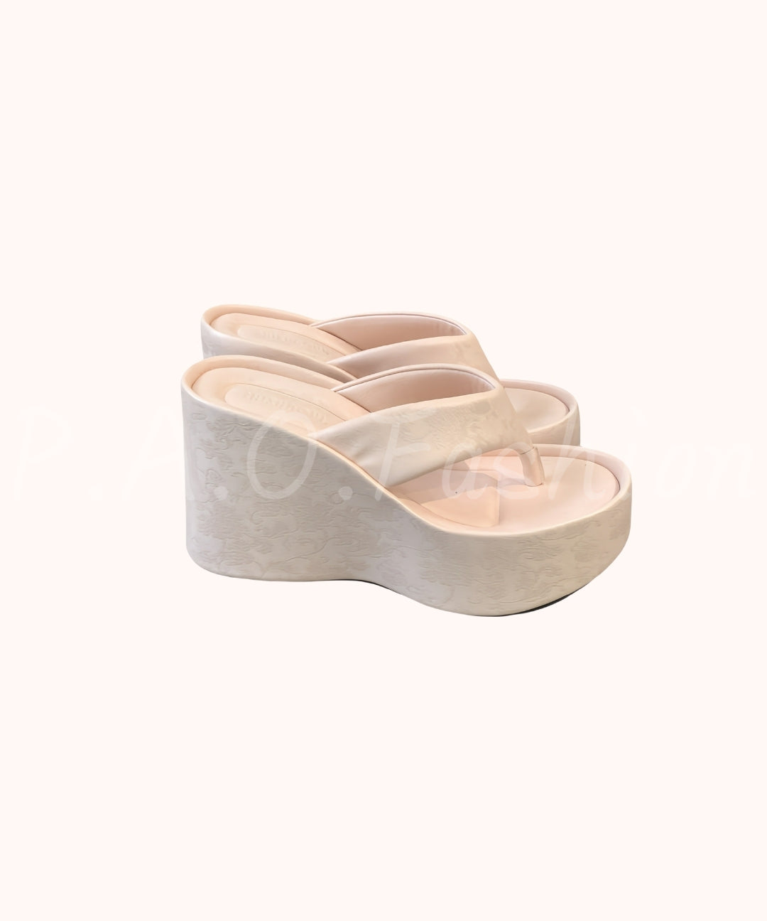 Velvet Satin 8cm Platform Wedge Thong Slides
