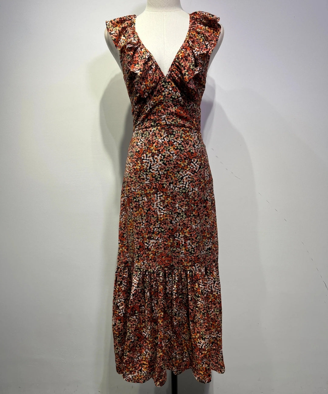 French Floral Ruffle Mermaid Dress