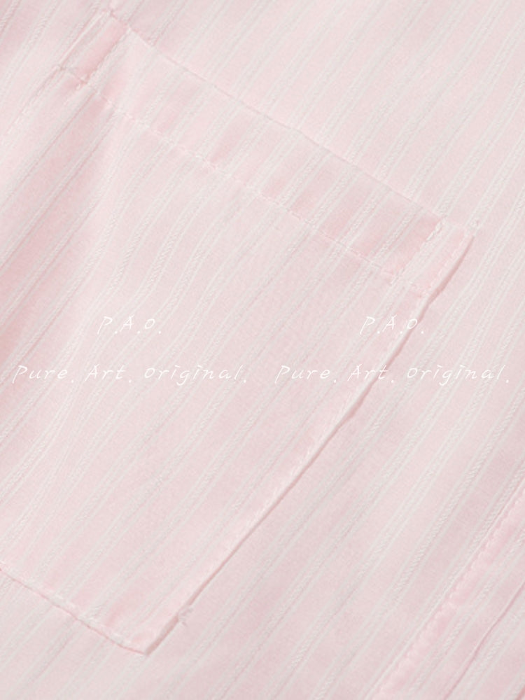 Blush Stripe Bubble Hem Shirt Dress