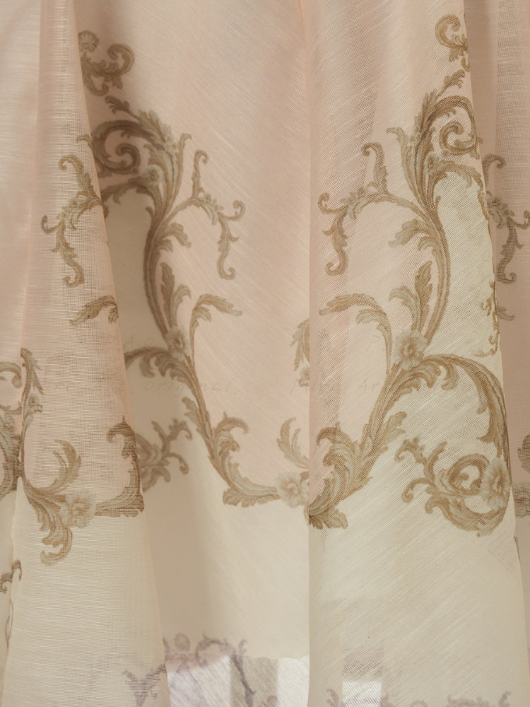 Vintage Print Collar Top & Flared Mini Skirt 3-Piece Set