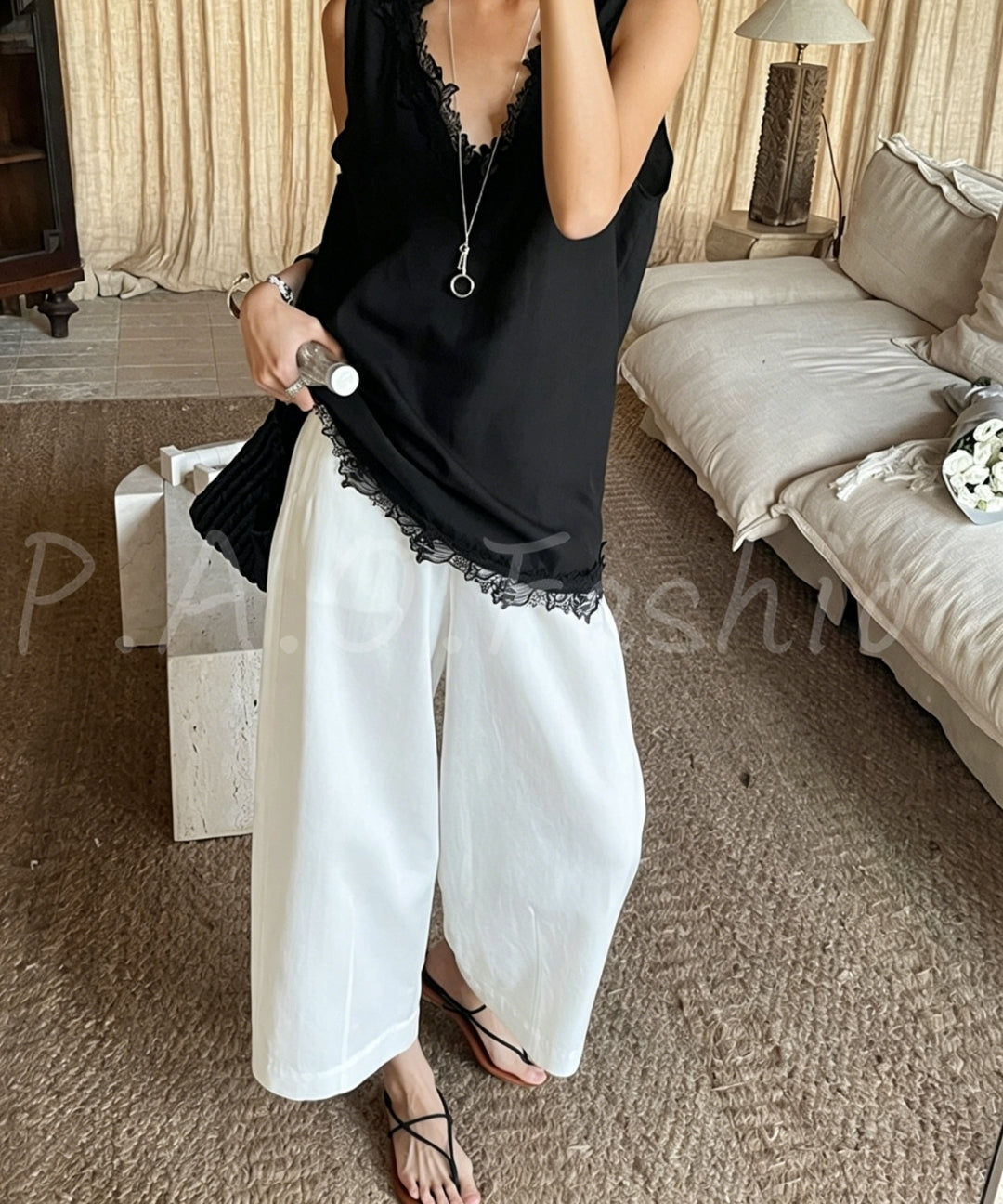 Tencel Linen Cropped Wide-Leg Pants[Available Now]