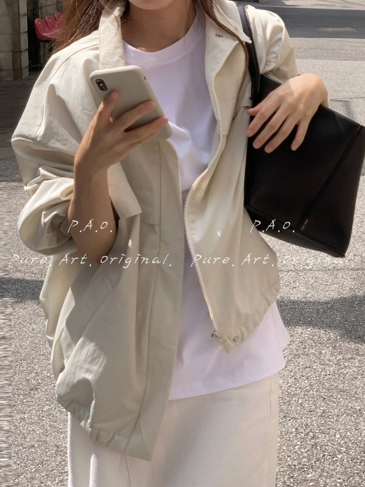 Lightweight Stand Collar Zip-Up Jacket