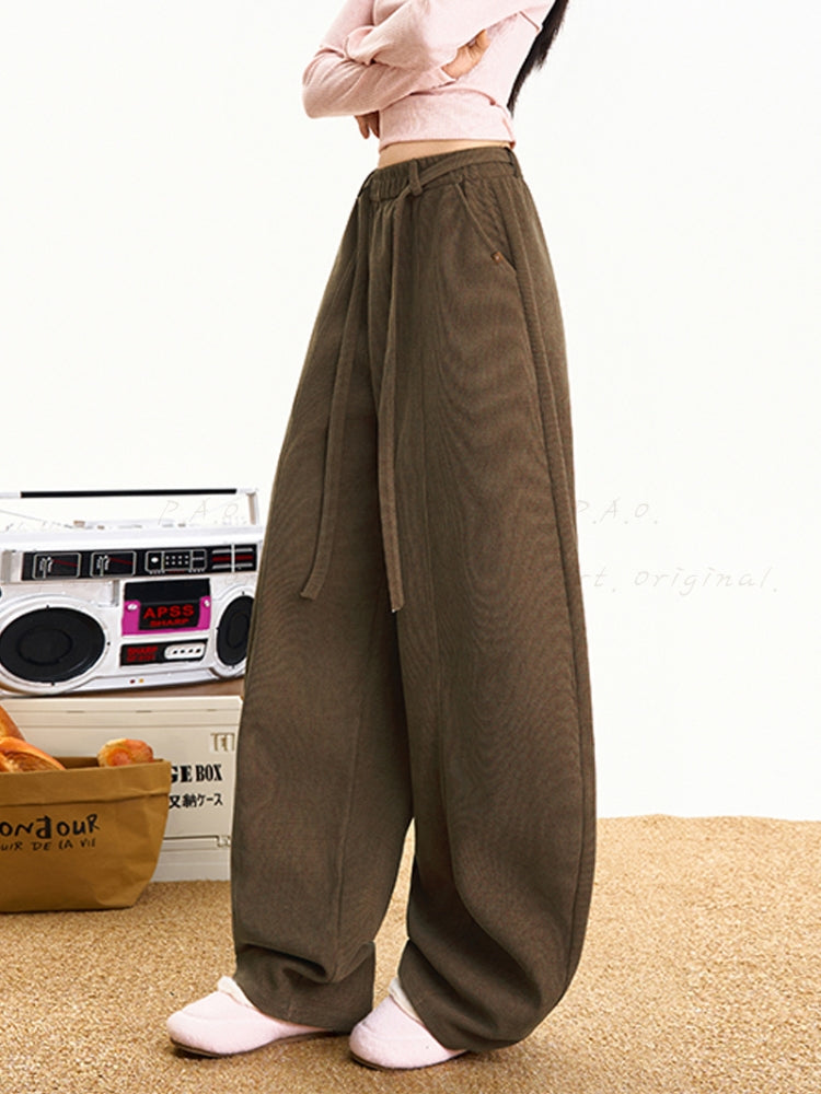 Corduroy Curve-Cut Casual Wide-Leg Pants