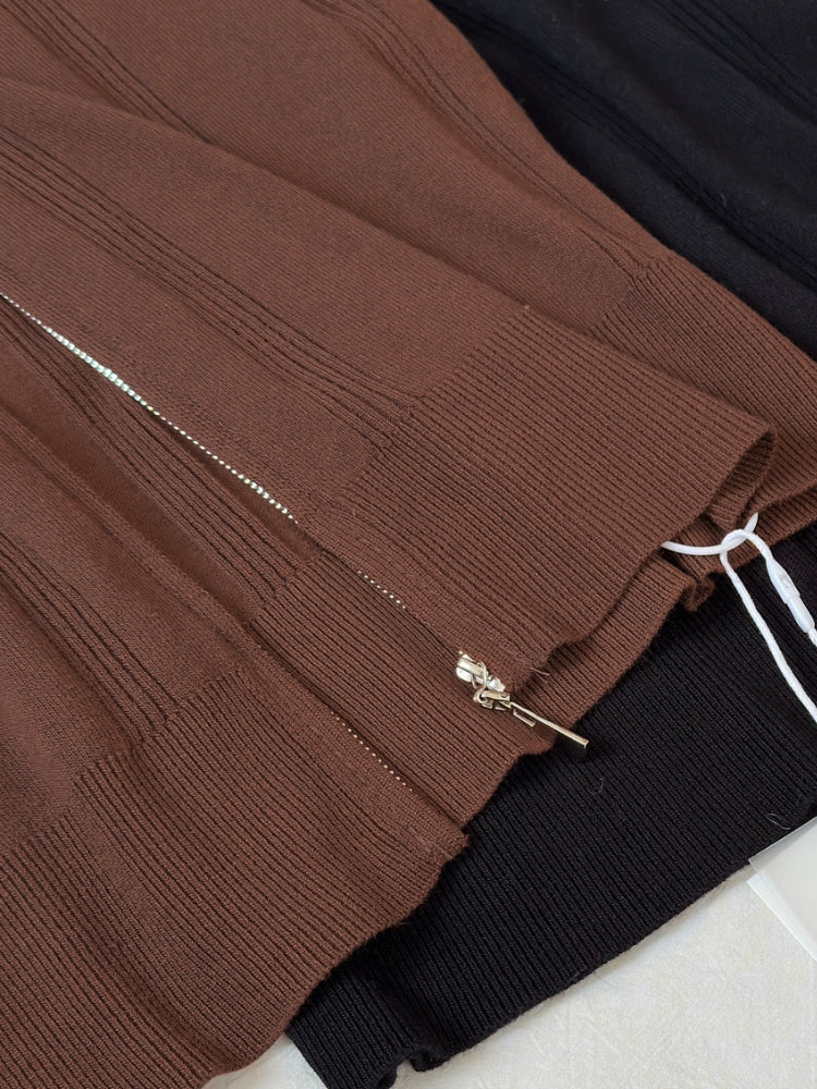 Vintage Contrast-Trim Zip Knit Cardigan