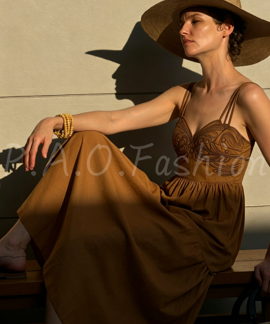 Bohemian Embroidered Cotton Midi Dress[Available Now]