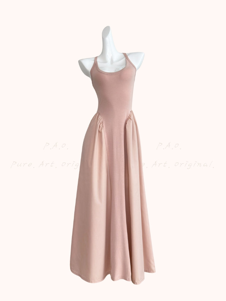 Waist-Defining Sleeveless A-Line Maxi Dress