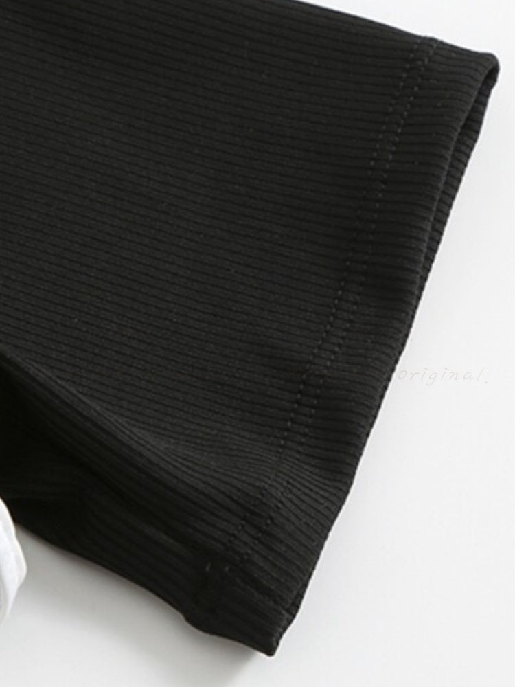 Black & White Colorblock One-Piece Swimsuit Set