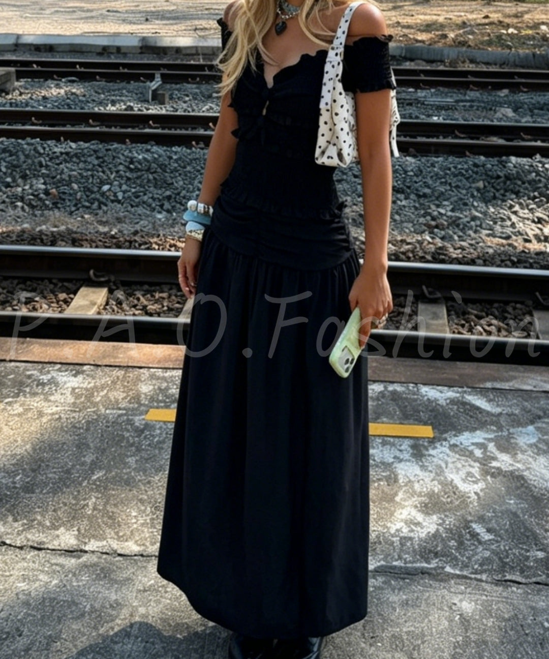 Off-Shoulder Ruched Maxi Dress[Available Now]