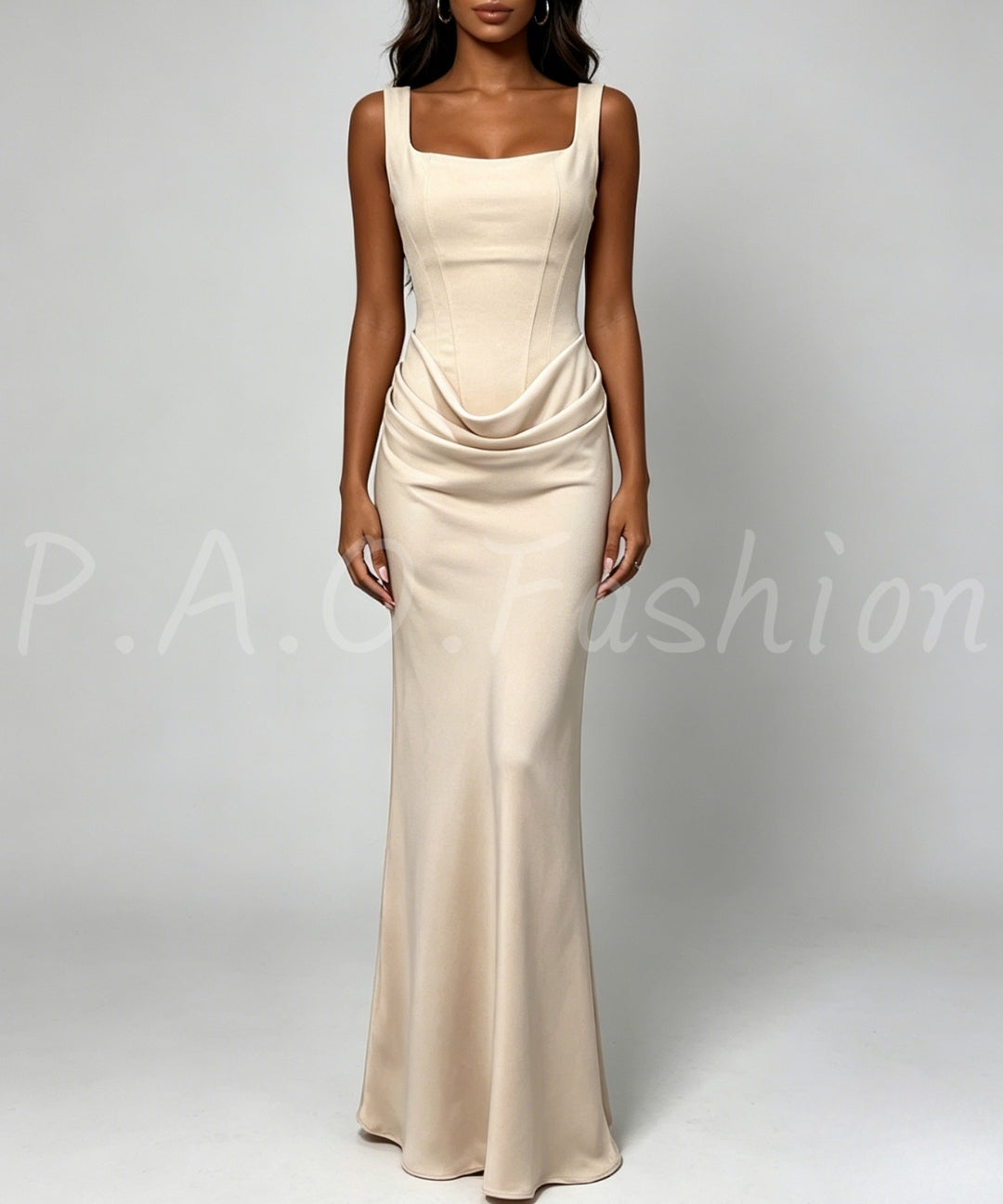 Satin Square Neck Mermaid Gown[Available Now]