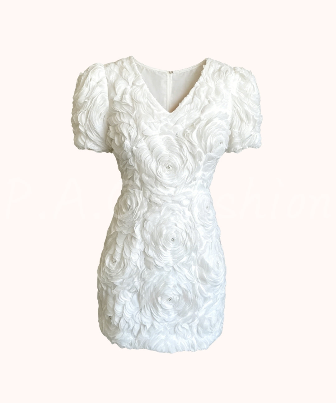 3D Rose Embellished Puff Sleeve Dress[Available Now]