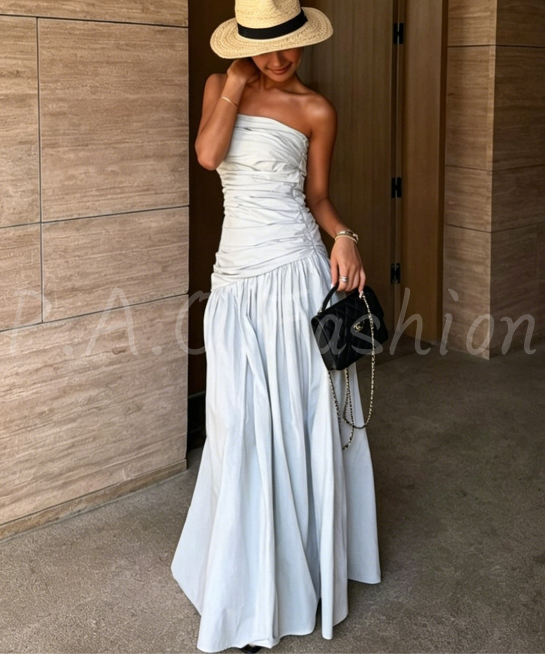 Strapless Pleated Maxi Dress[Available Now]