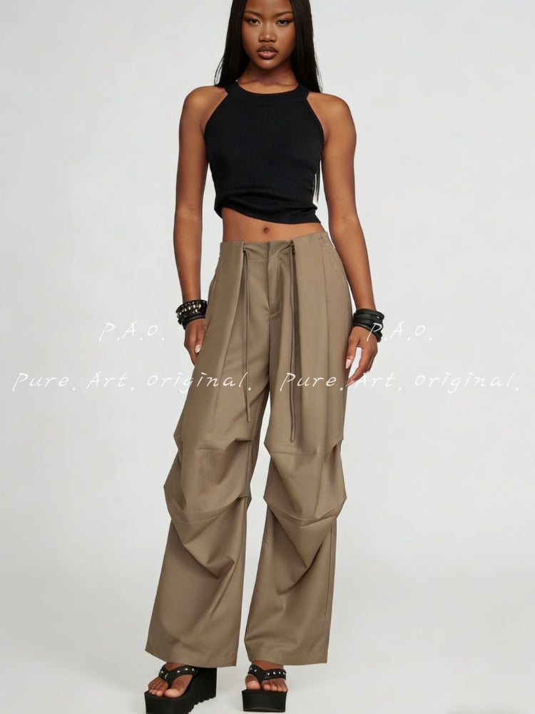 Effortless Drapey Wide‑Leg Casual Pants