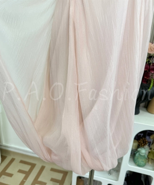 Strapless Bubble Hem Chiffon Dress