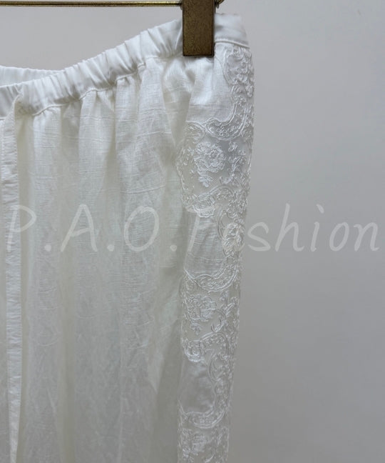 Embroidered Lace Top & Wide-Leg Pants Set[Available Now]
