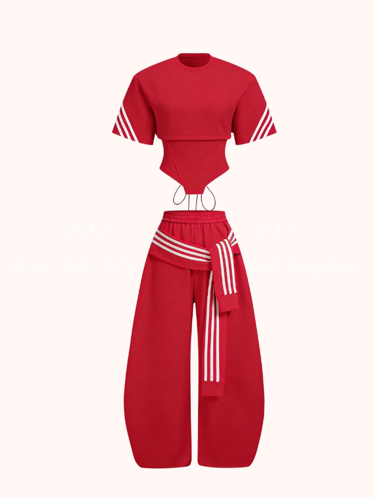 Striped Accent Casual Set