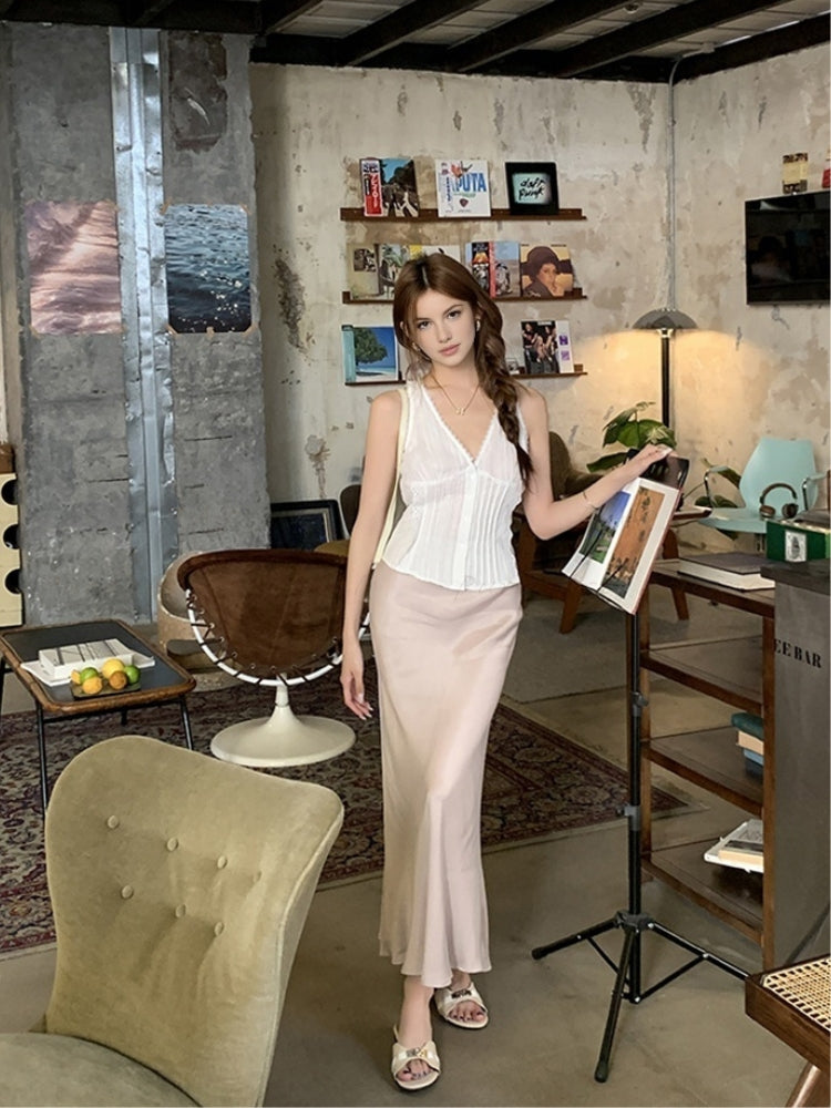 Lace Trim Tie-Front Cami