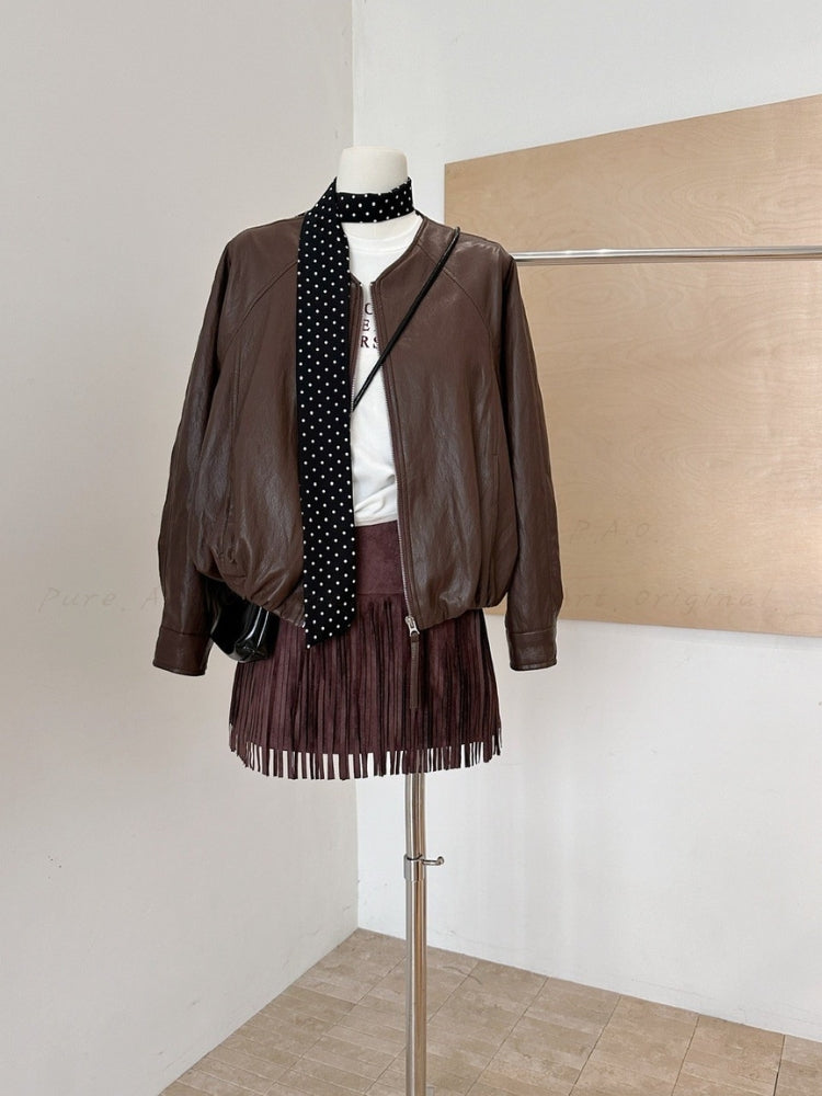 Silk-Scarf Collar Short Jacket