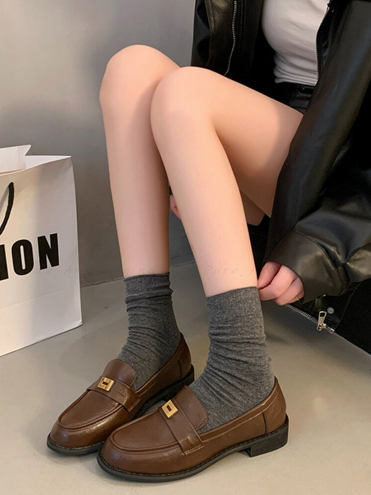 British-Style Vintage PU Leather Loafers