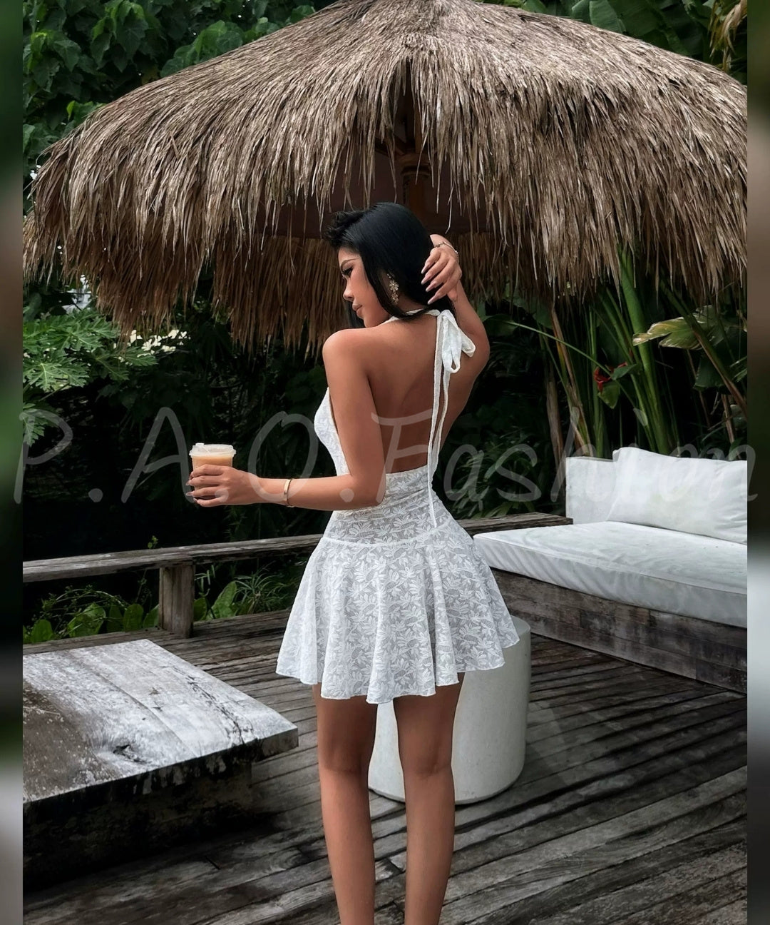 Halter Lace A-Line Mini Dress