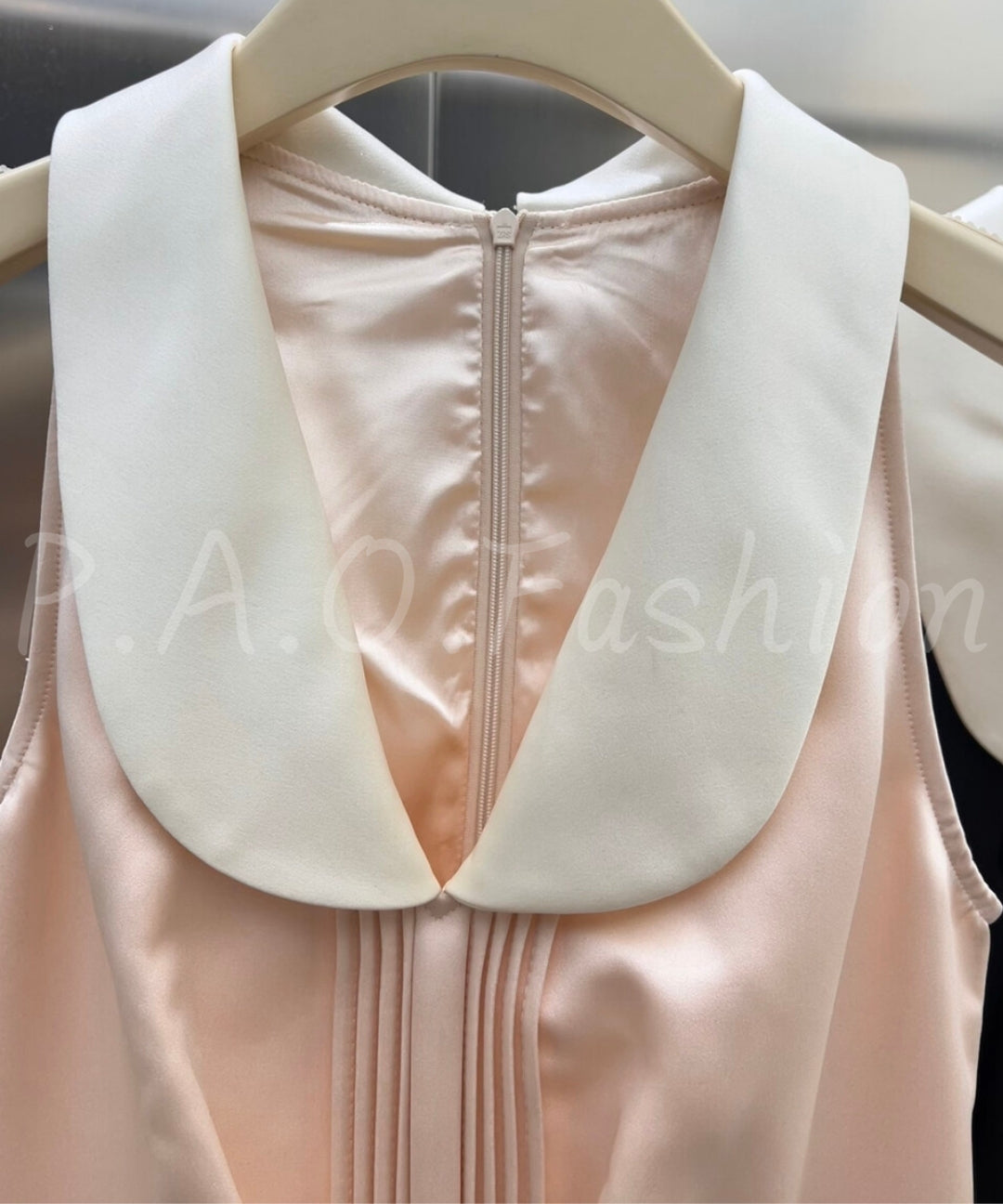Satin Contrast Collar A-Line Mini Dress[Available Now]
