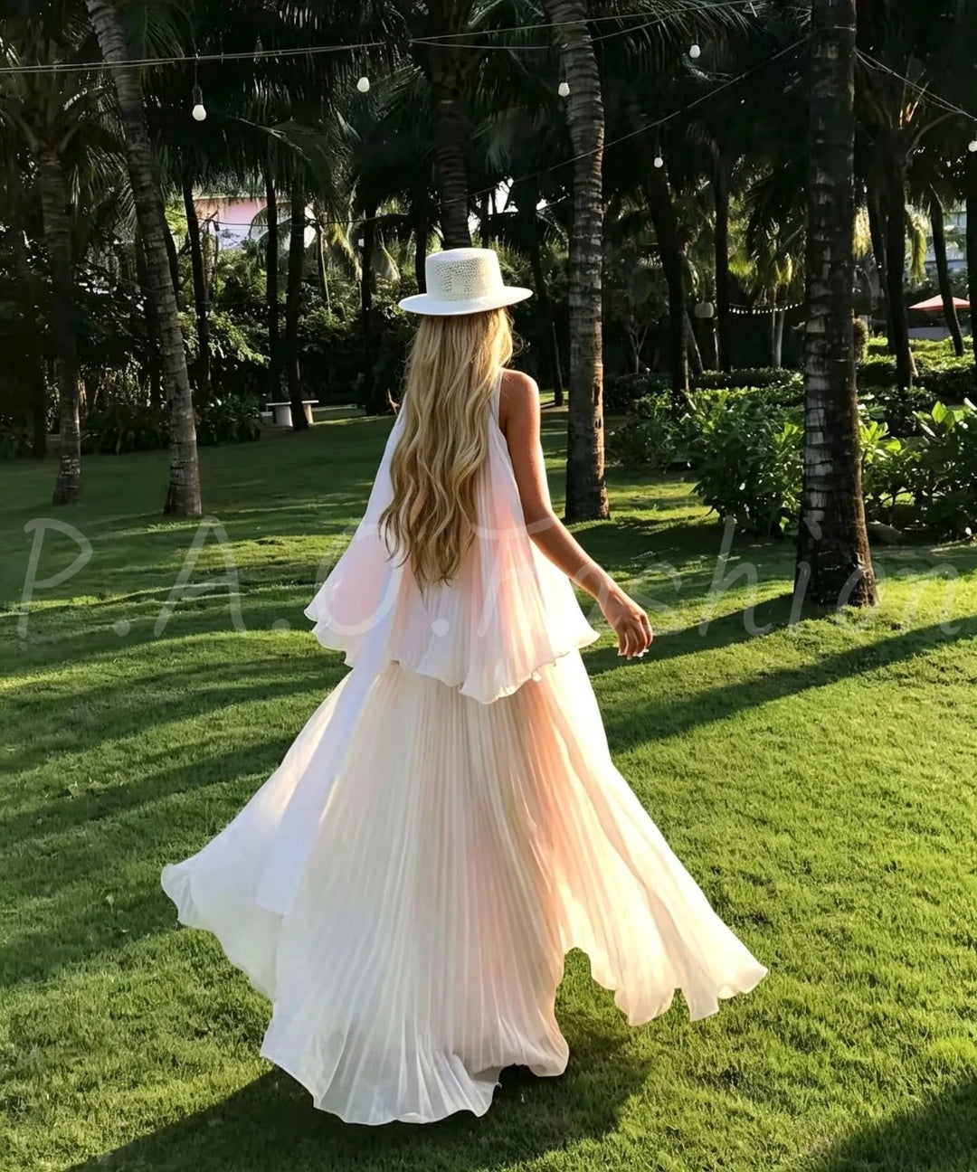 Pleated Sleeveless Top & Flowing Maxi Skirt Two-Piece Set