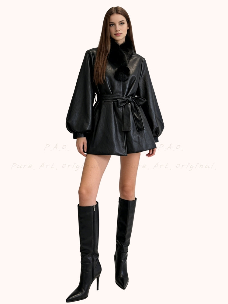 Leather-Style Outerwear Jacket