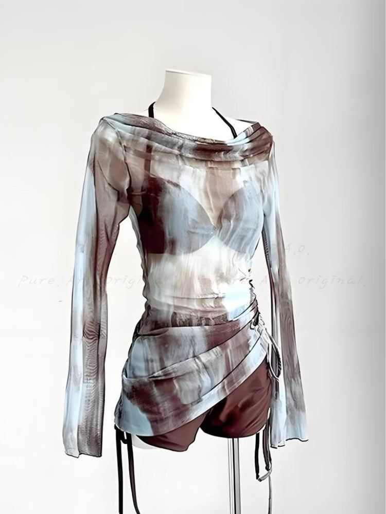 Printed 3-Piece Bikini Set with Cover-Up