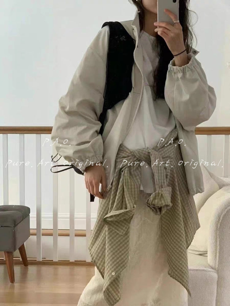 Lightweight Stand Collar Zip-Up Jacket