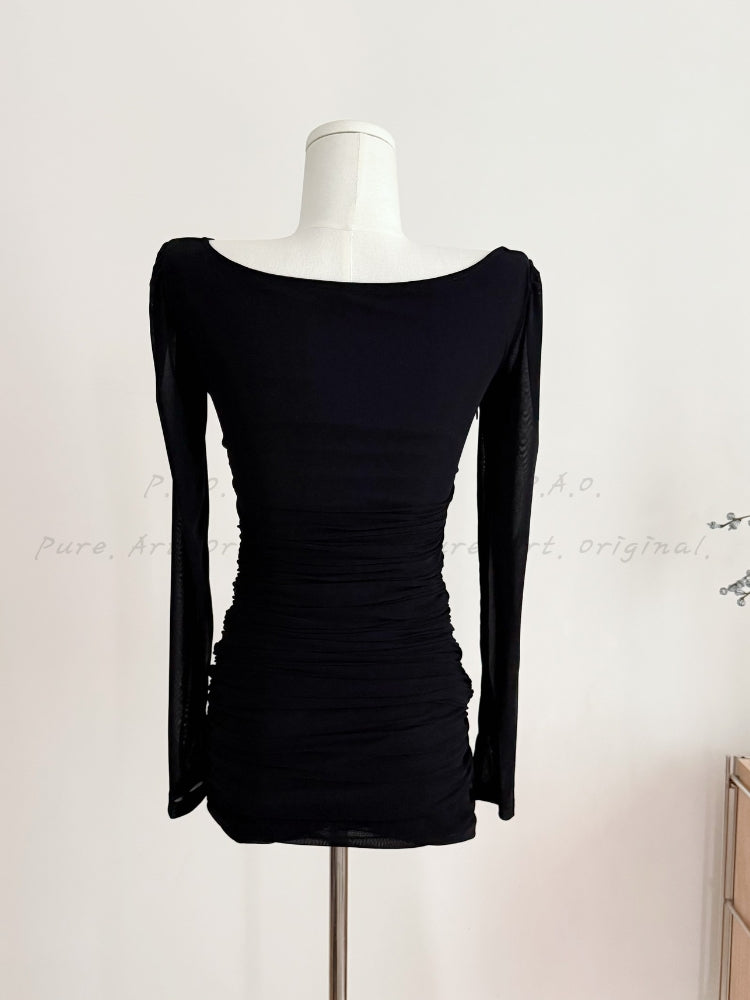 ARIA MESH RUCHED DRESS