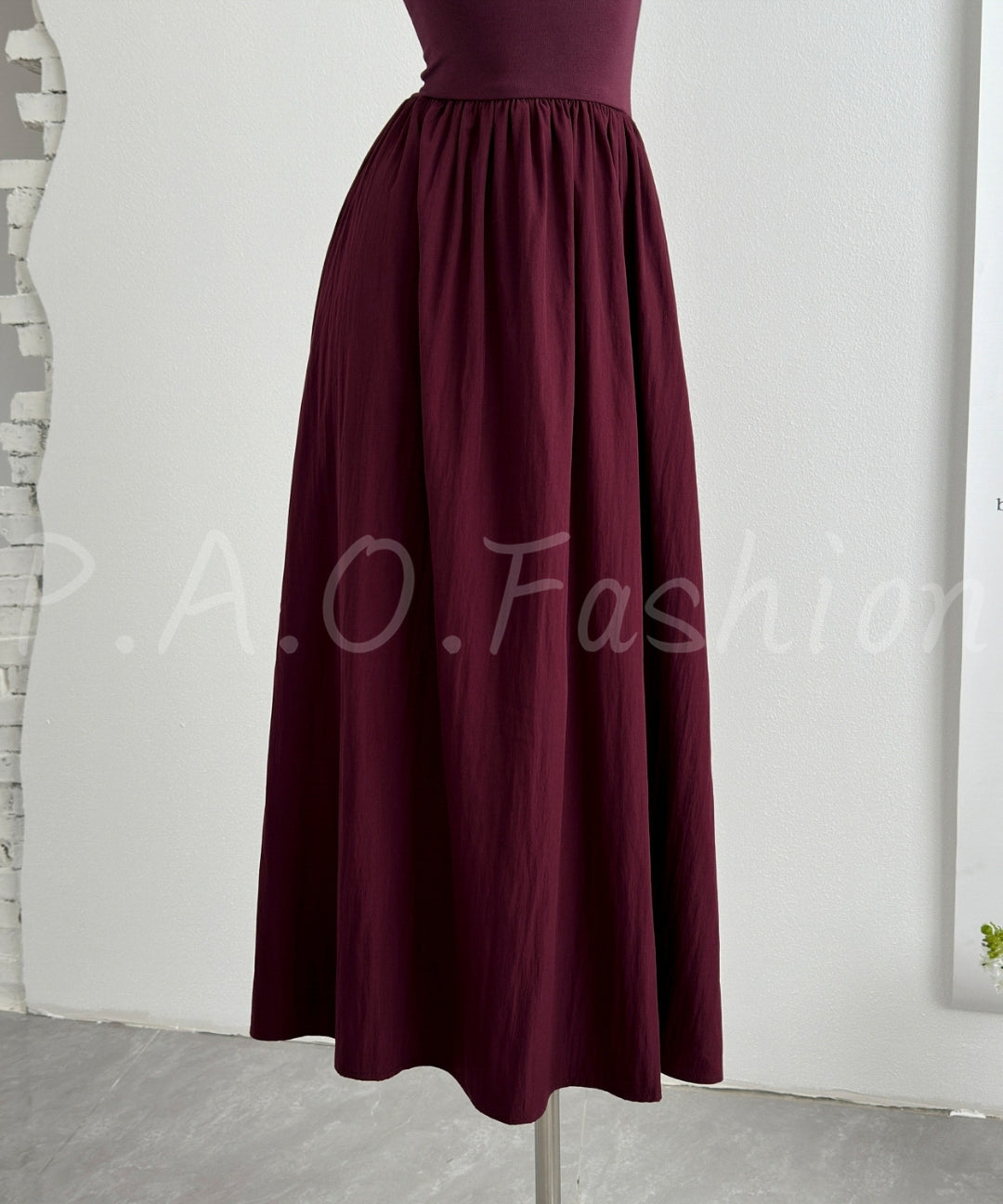 Ancona Red Knit & Woven Panel Camisole Maxi Dress[Available Now]
