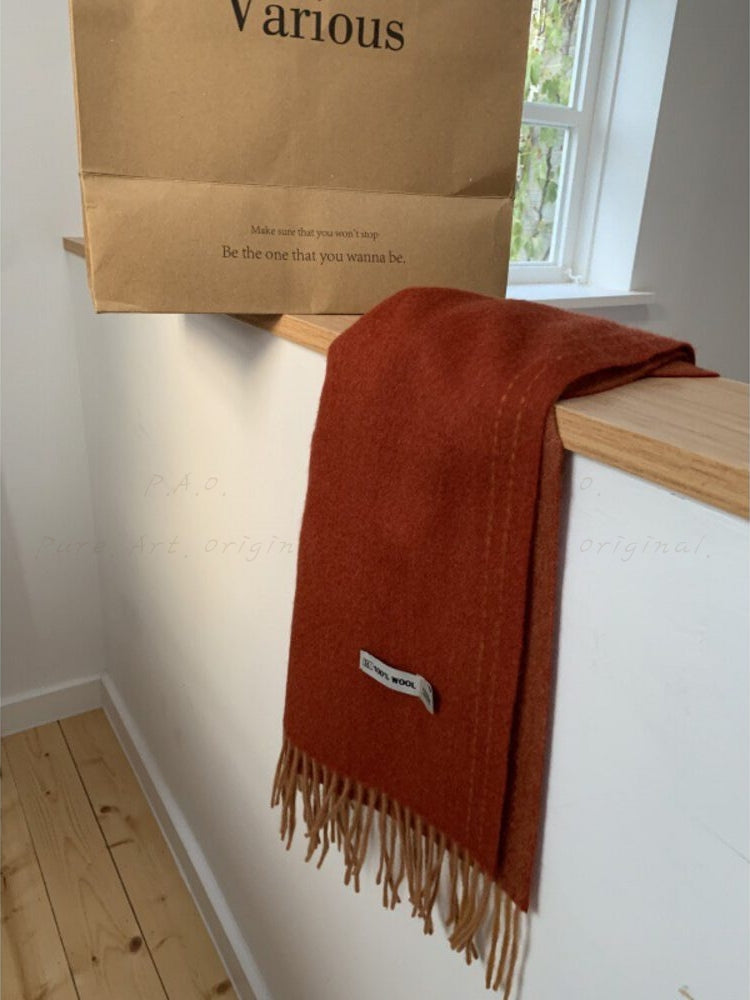 Reversible Solid Color Wool Scarf