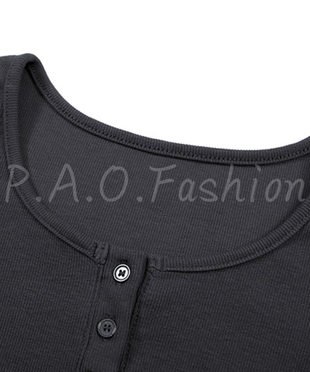 Henley Ribbed Fitted Tee