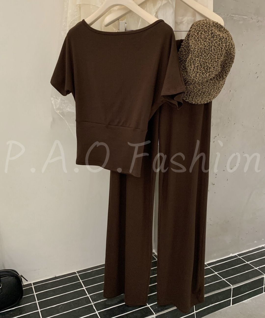Off-Shoulder Ruched Top & Foldover Wide-Leg Pants Set