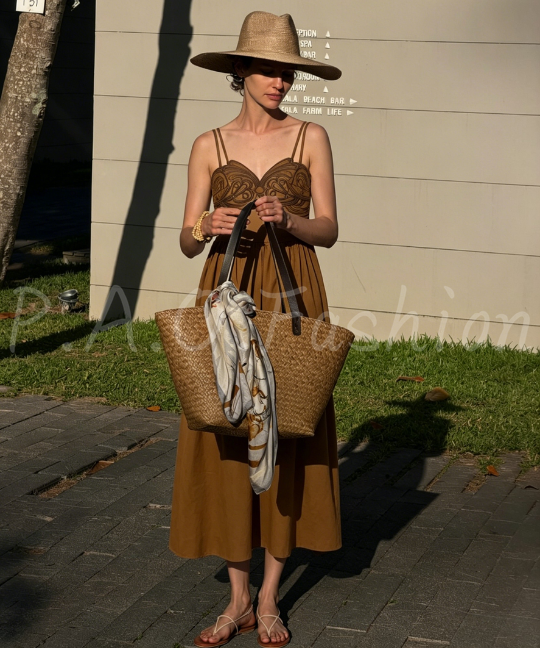 Bohemian Embroidered Cotton Midi Dress[Available Now]