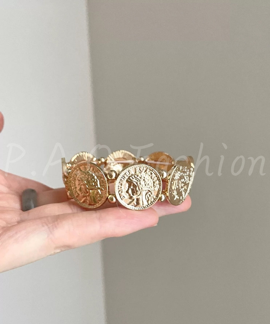 Vintage Coin Medallion Stretch Bracelet