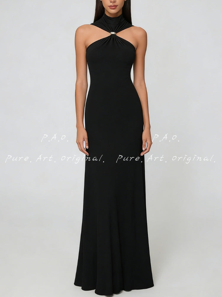 HALTER CUTOUT KNIT MERMAID DRESS