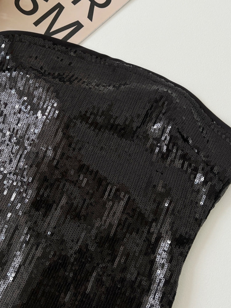 Sequin Strapless Tulle Floor-Length Gown