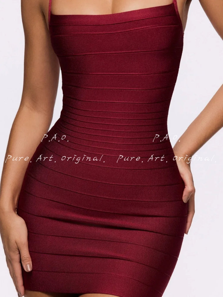 Bandage Square Neck Bodycon Dress