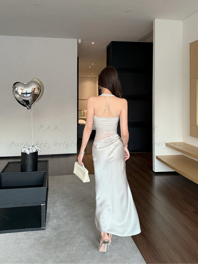 Veil Satin Maxi Dress