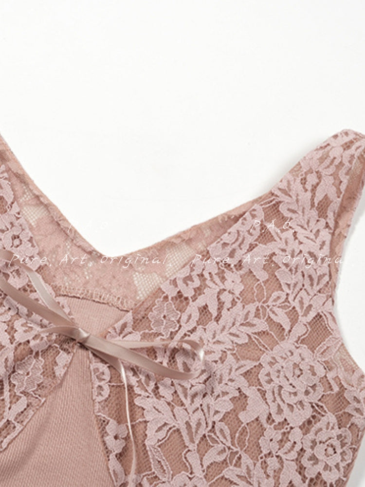 Pink Lace Knit Mermaid Dress