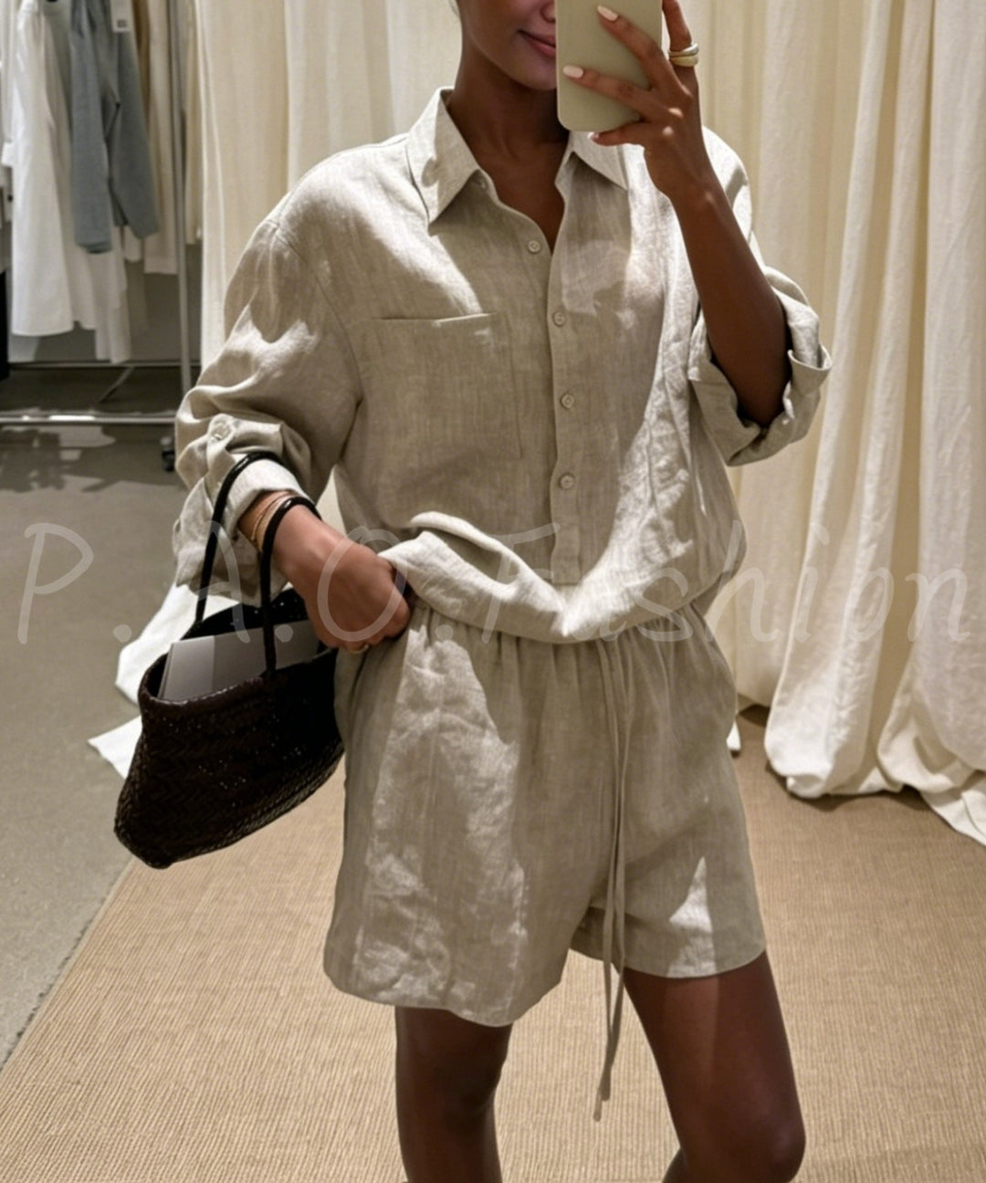 Linen Lyocell Relaxed Shirt Set