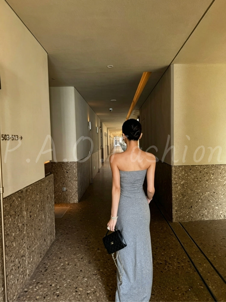 Lyocell Strapless Maxi Dress
