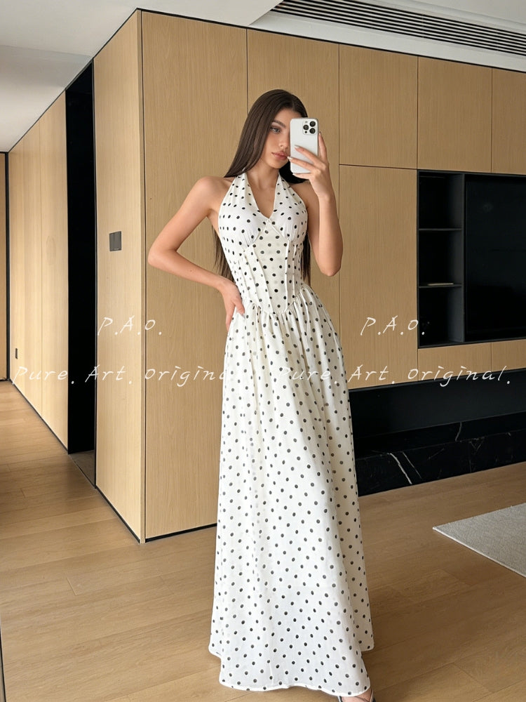 ARIELLE HALTER V-NECK MAXI DRESS