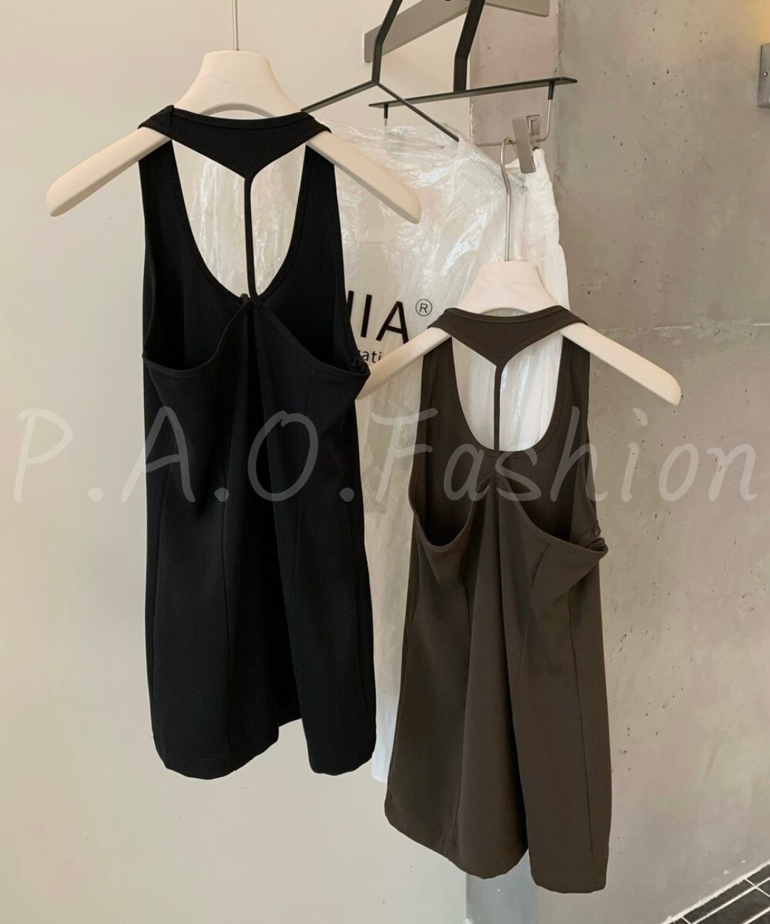 U-Neck Racerback Long Tank & Wide-Leg Flare Pants Set