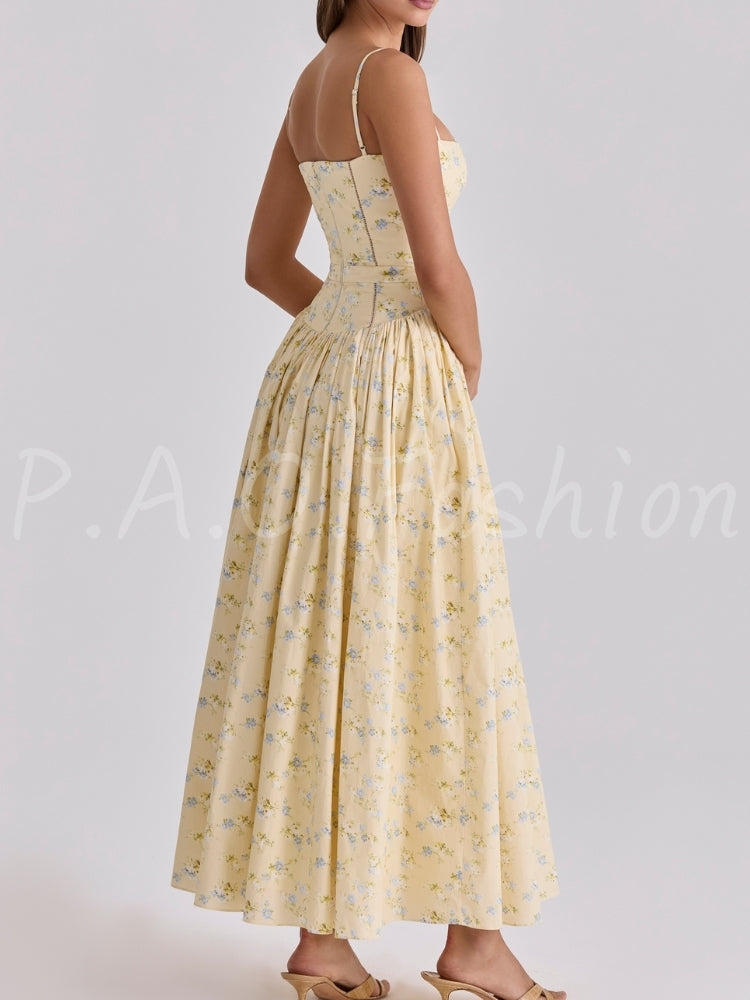 Floral Corset A-Line Maxi Dress