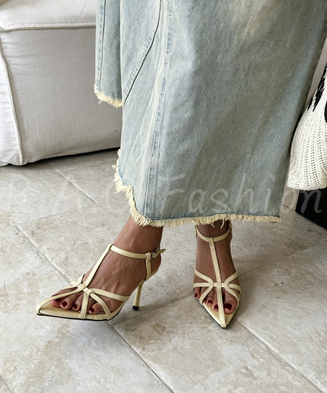 Pointed-Toe Strappy Stiletto Sandals