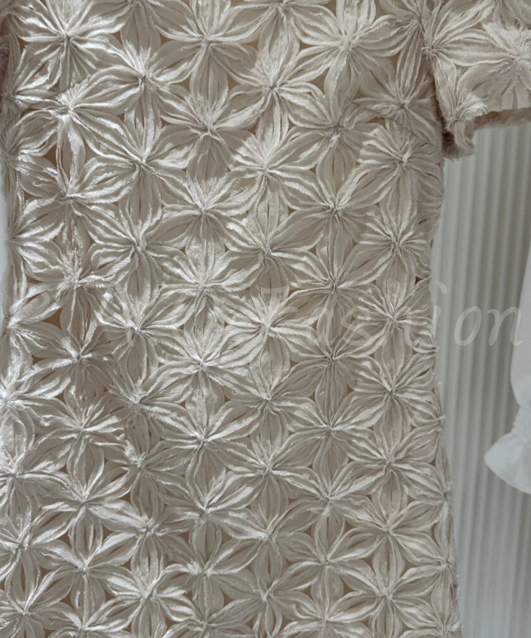 3D Floral Embellished Bubble Sleeve Mini Dress