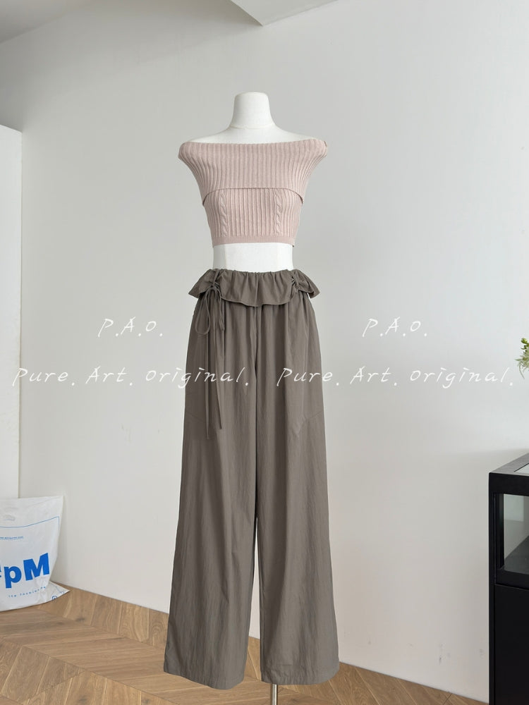 Willow Draped High‑Waist Wide‑Leg Pants
